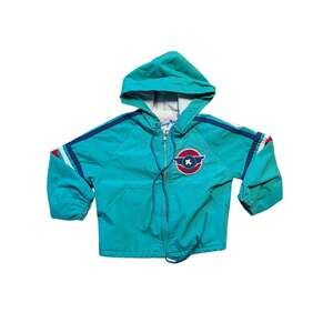 Winning Moves VTG Track Jacket Toddler Boys 3T Teal Green Striped Hooded USA
